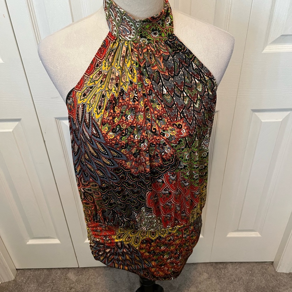 Joseph Ribkoff size 10 Sleeveless Halter Printed Party Top - Picture 2 of 16